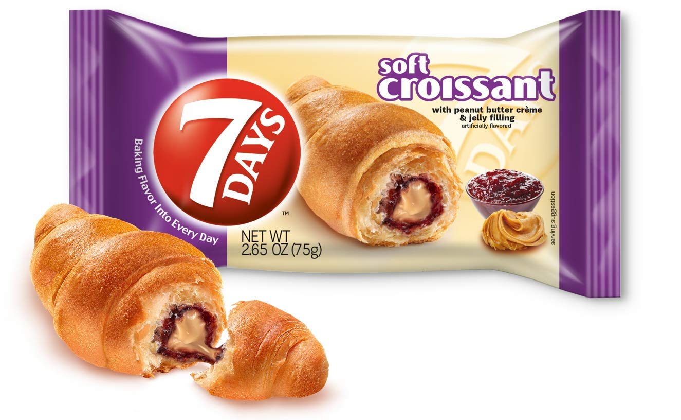 7Days Soft Croissant, Peanut Butter & Jelly, 2.65 Oz (Pack Of 6) (816374020007)