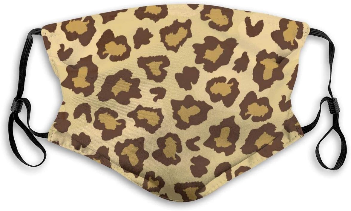 Leopard Print Mouth Mask With Carbon Filter - Washable Reusable Adjustable Face Mask