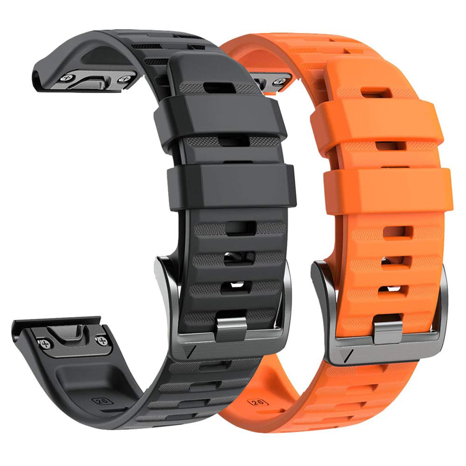 NotoCity Compatible with Garmin Fenix 6x Pro/7x Strap, 26mm Replacement Strap for Garmin Fenix 6x/7x pro/5x/5x Plus, Fenix 3/HR/8 51mm, Instinct 2X, Epix Pro 51mm Silicone(Black+Orange) โ image 1