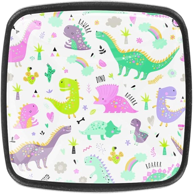 Z&Q Schrankknöpfe Cartoon Anime Dinosaurier Schublade zieht Schwarze