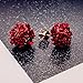 18K Gold Plated elegant AAA cubic zirconia double-sided Red Rose flower Ball Women Stud Earrings