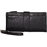 AurexaFashion Women Vegan Leather Wristlet Wallet Clutch. Large capacity 20 Credit Card Holder 2 ID Photo window Coin Purse (Black)
