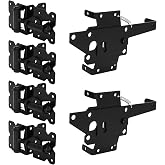 Stainless Steel Self Closing Gate Hinge and Latch, Heavy Duty Self Locking Gate Hardware 4-Pack Kit and 2-Automatic Latch for Wood/Vinyl Fence Gate