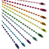 HAPY SHOP 100pcs Ball Chain Keychain 120 mm - Ball Chain Connectors 2.4 mm Diameter Dog Tag Chains, Keychains,Jewelry Making Supplies(10 Colors)