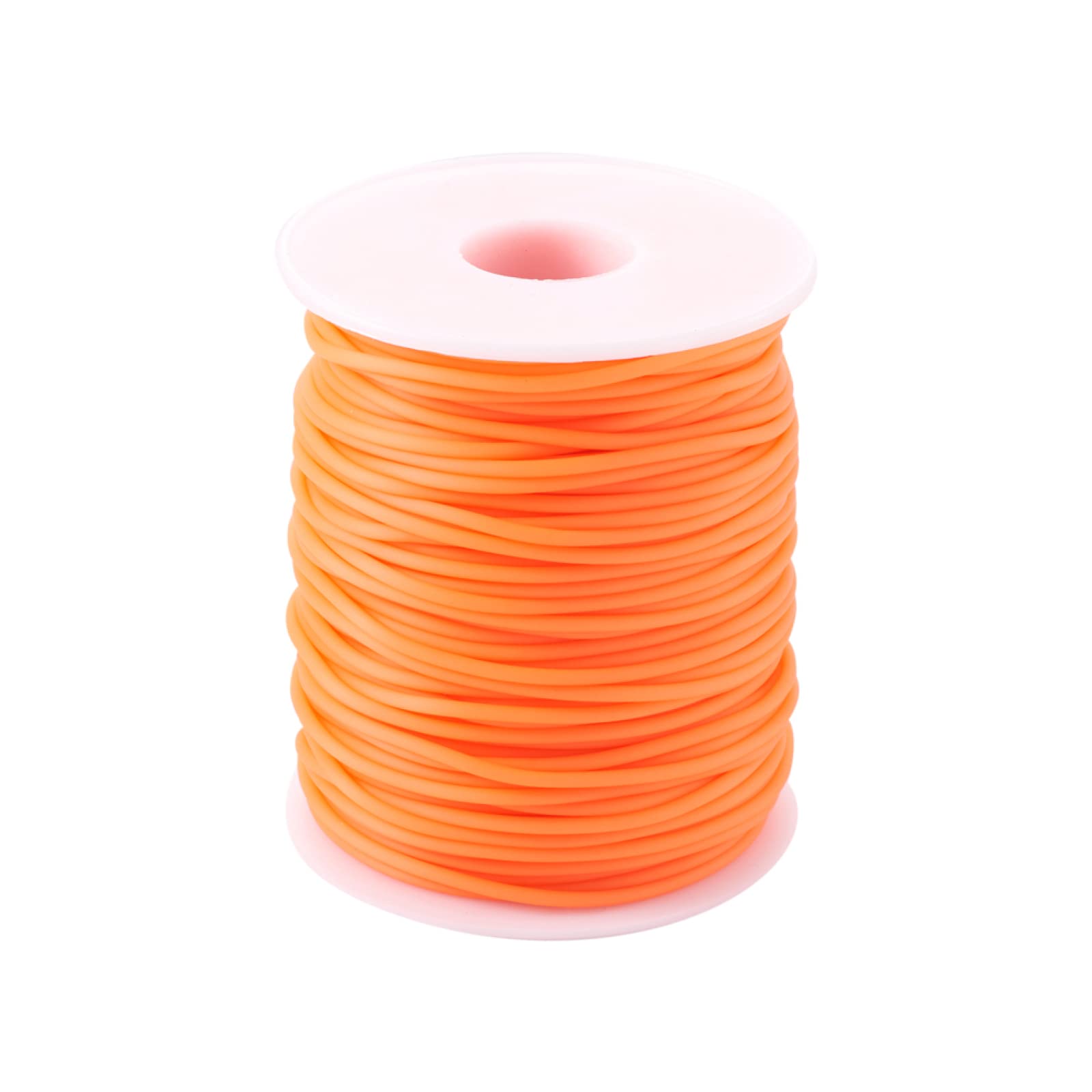 Crafans 2mm Hollow Pipe Tubing Rubber Cord 54.68 Yards/Roll Pure Color Rubber Tube Cords for Jewelry Making DIY Crafts Bracelet Tubular Knitting,Orange Red