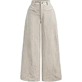 MakeMeChic Women's Corduroy Pants with Pockets High Waist Wide Leg Dressy Business Trousers Pant