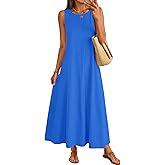 MEROKEETY Women's 2026 Summer Maxi Dress Sleeveless Crewneck Casual Loose Beach Vacation Basic Long Sundress