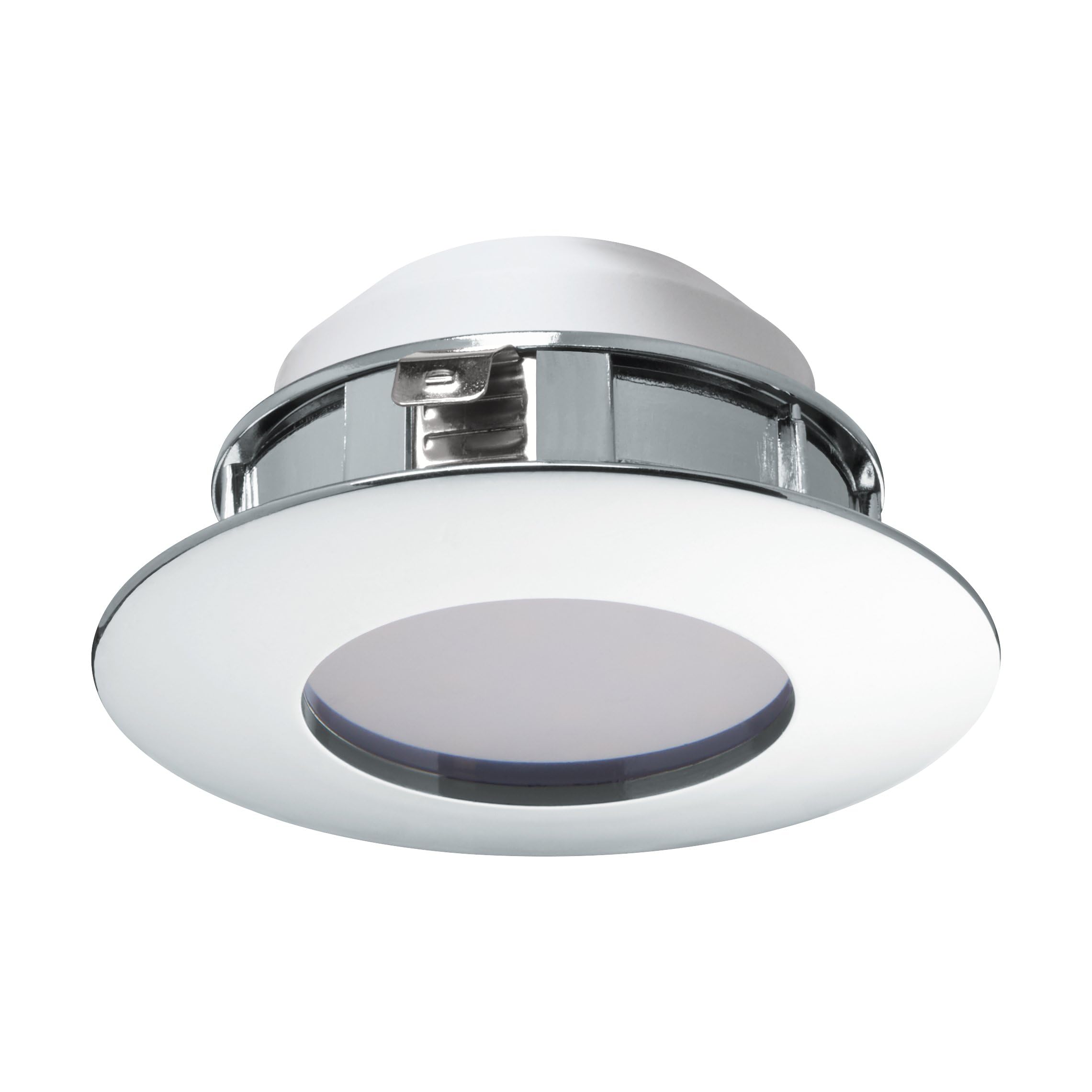 EGLO Pineda LED Recessed Spotlight, Plastic LED Spotlight, Chrome Recessed Spotlight, Flat LED, Diameter 7.8 cm