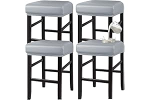 HFCNMY Stool Covers Rectangle,Stretch Waterproof PU Rectangle Bar Stool Covers Vanity Stool Cover Washable Counter Stool Cover Saddle Seat Cover with Elastic Bands(4 Pack,Light Gey)