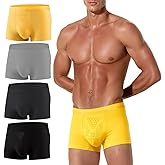 LEOMOSTE Ultra-Soft Young Men's Boxer Briefs 4 Pack, 3D Breathable Pouch Modal Trunks Moisture-Wicking Stretch Underwear