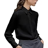 Women's Button Down Shirt Classic Long Sleeve Collared Tops Work Office Chiffon Blouse