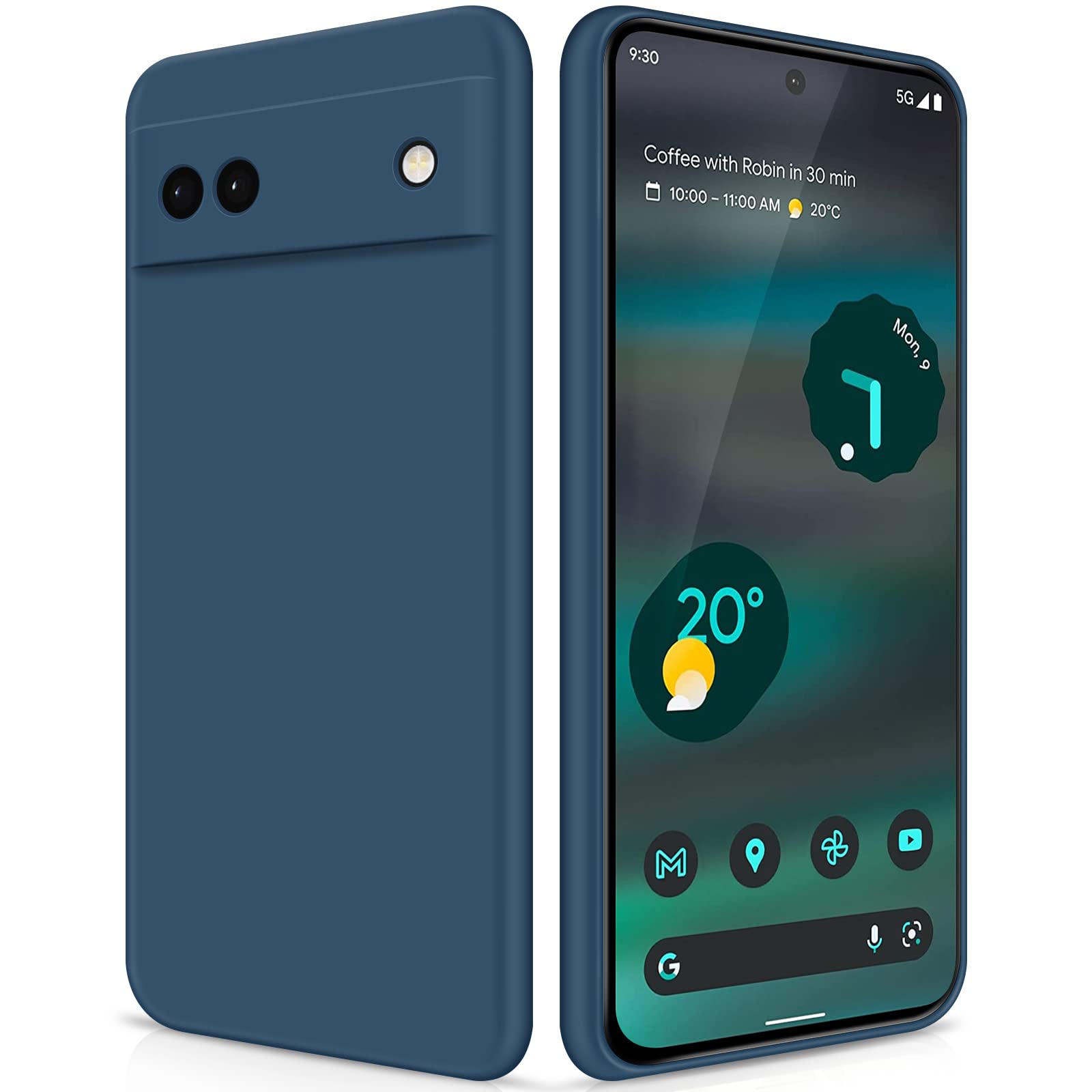 GiiYoon Case Compatible with Google Pixel 6A, Silky-Soft Touch Full-Body Protective Phone Silicone Case, Shockproof Cover with Microfiber Lining, Blue — image 1