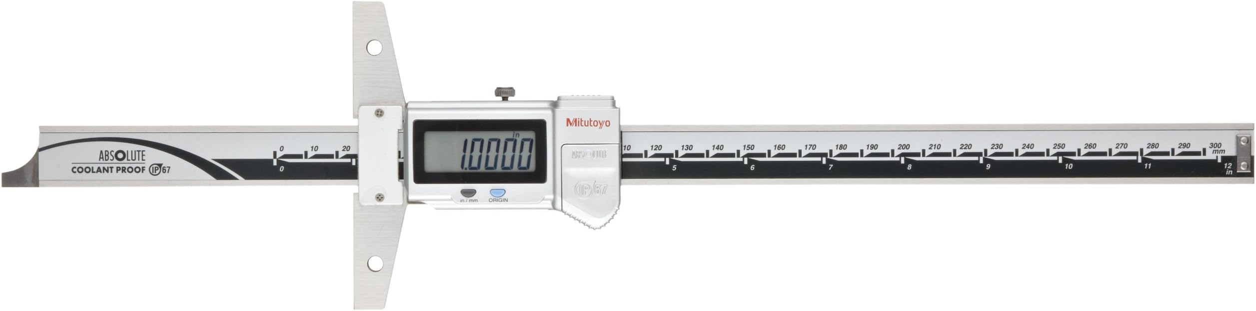 Mitutoyo 571-213-10, Digimatic Depth Gage, 0 -12" X .0005"/0.01mm, With Output, +/-0.0015" Accuracy