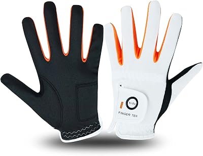 FINGER TEN Kids Golf Gloves All Weather Left Right Hand Small White Black