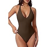 SUUKSESS Women Sexy Low Back One Piece Swimsuit Slimming Tummy Control Bathing Suit