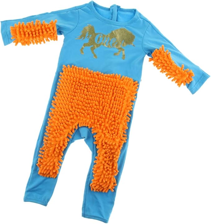 Fenteer Baby Mop Romper Outfit Sols Nettoyage Combinaison Bleu Orange Co90cm Amazon Fr Vetements Et Accessoires