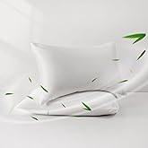 NookZuzu Cooling Pillow Cases Standard Size Set of 2,100% Rayon Derived from Bamboo Pillowcase for Hot Sleepers,Cool Silky Breathable Pillowcase with Envelope Closure (White,20x26 Inch)