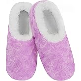 Snoozies Womens Slipper Socks - Cozy Slippers for Women - Fuzzy House Slippers for Indoor Use - Soft Sole Slippers - Roses in Bloom