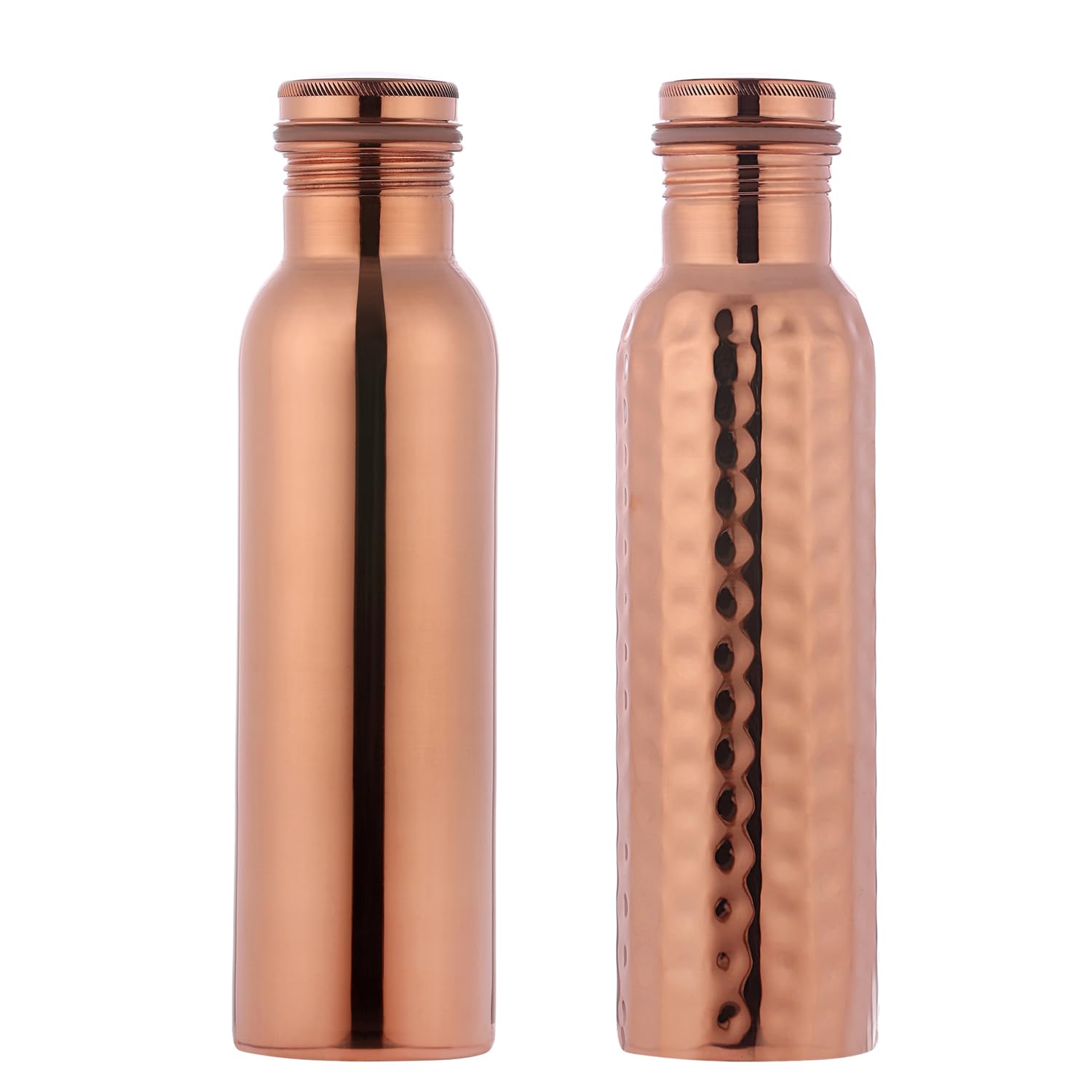 Pure Copper Water Bottles - 600 Ml Set of 2 (20.28 FL Oz) Leak-proof Ayurveda Copper Bottles for Health, Detox & Daily Hydration