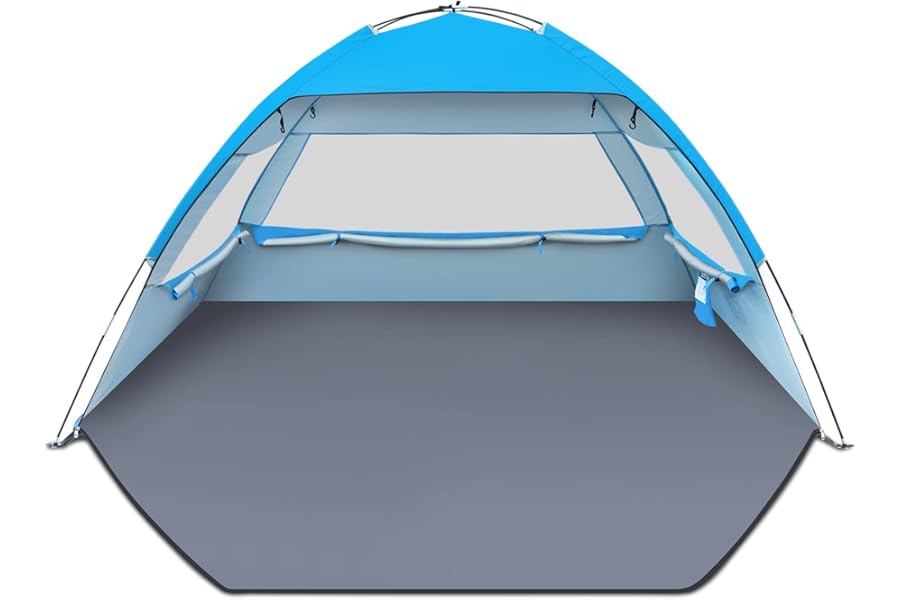 Gorich Beach Tent Sun Shelter for 3/4/6/8/10 Person with UPF 50＋ UV Protection, Lightweight & Easy Setup Beach Shade Canopy, Portable Beach Shade Tent Beach Cabana