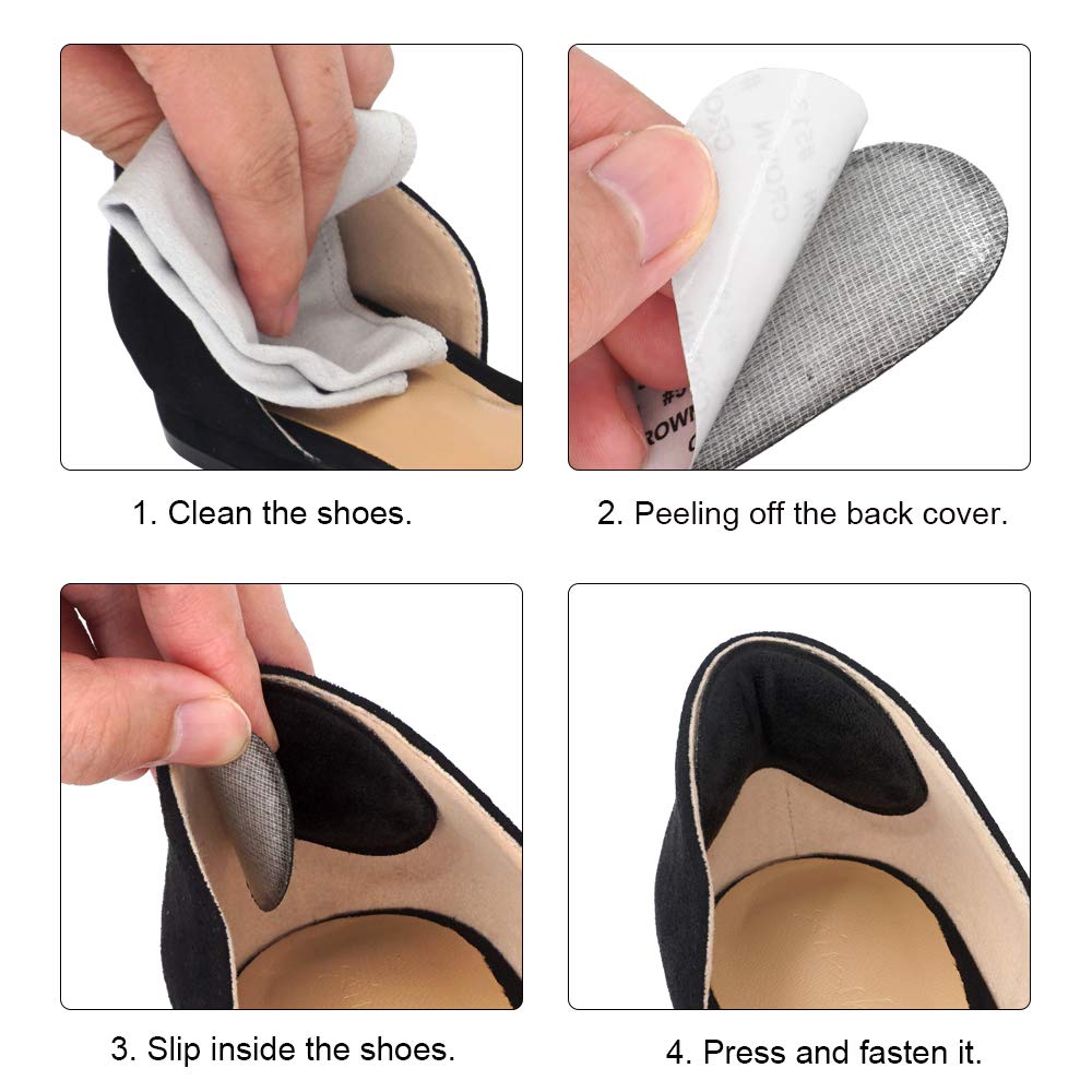 Dr. Foot\'s Heel Grips for Ladies Shoes, Shoes Too Big, Back Inserts Protect from rubbing and Slipping for Men and Women (Beige+Grey+Black)