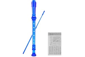 ENGIEGEE 8-Hole Soprano Descant Recorder Kids Music Flute with Cleaning Rod & Case Bag For School Student Home Entertainment Transparent Blue