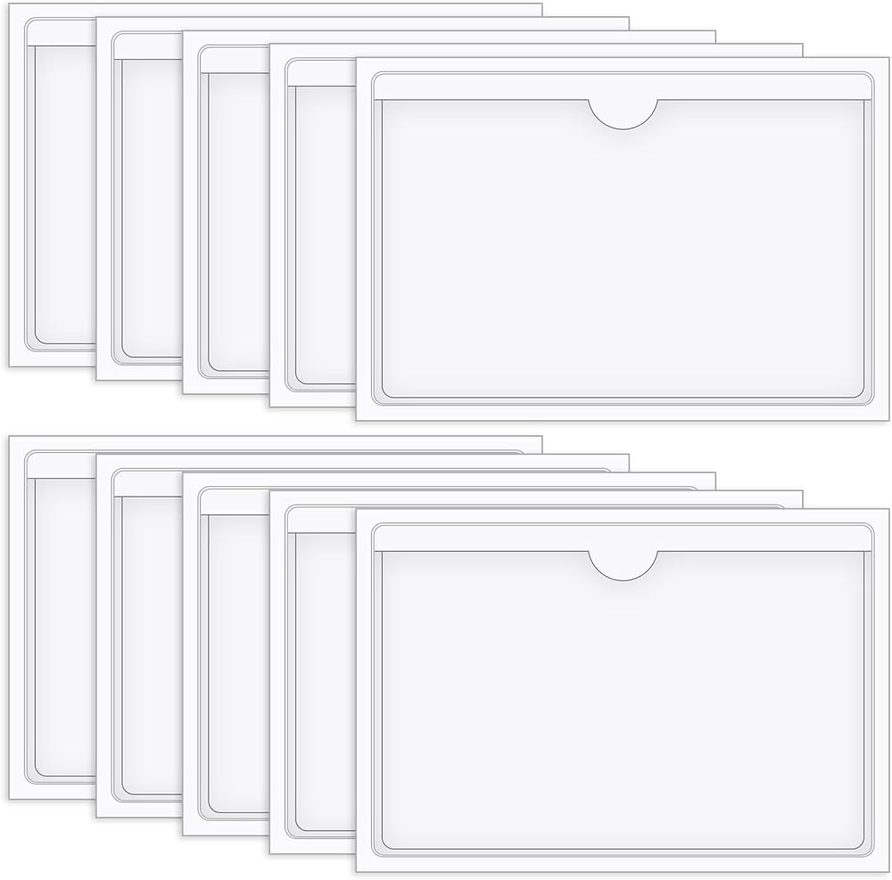 Vicloon Self Adhesive Pocket 10 Pack 10x15cm Transparent Card Sleeves