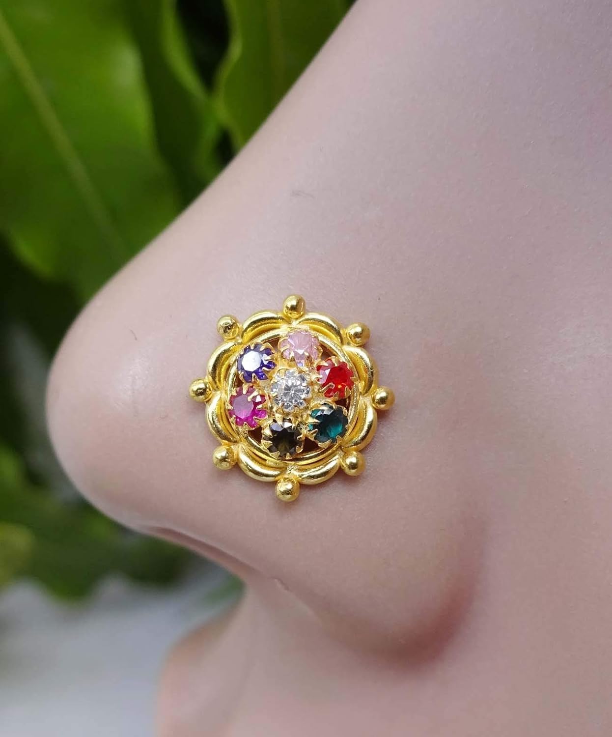 Multi Stone Piercing,Monroe Nose Stud,Bling Nose Ring