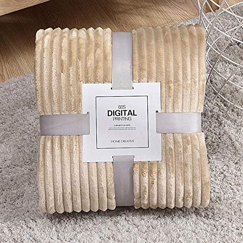 OMMATO Flannel Blanket Fleece Soft Throw Fluffy Blanket Lightweight Warm Bed Couch/Sofa Blanket（Khaki，150 x 200 cm）