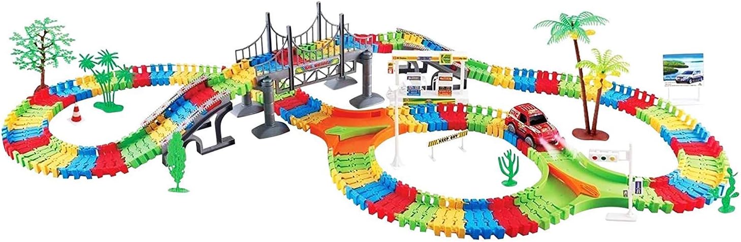 Multi®Children Kids Fun Car Flexible Variable Track Set 257 Pcs LED Light Battery Operated Racing Game Set