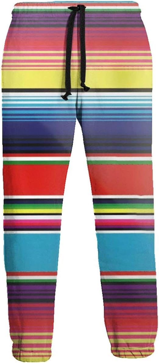 Vhlk07P Mens Mexican Stripe Jogger Sweatpants, Drawstring Jersey Pant