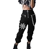 XKBHYD Womens High Waist Jogging Pants with Multi Zipper Lightweight Sweatpants Casual Relaxed Fit Trousers