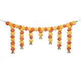 Artificial Marigold Flowers Garlands Indian Door Toran Set / Decorative Door Hanging Bandanwar (Light Oranage & Dark Orange) 
