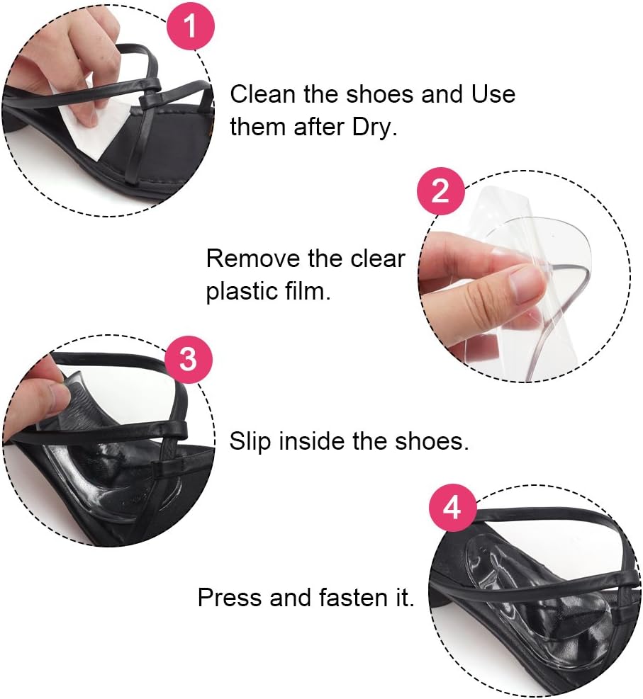 Dr. Foot's Arch Support Shoe Insoles for Flat Feet, Gel Arch Inserts for Plantar Fasciitis, Adhesive Arch Pad for Relieve Pressure and Feet Pain- 3 Pairs (Clear): Health & Personal Care