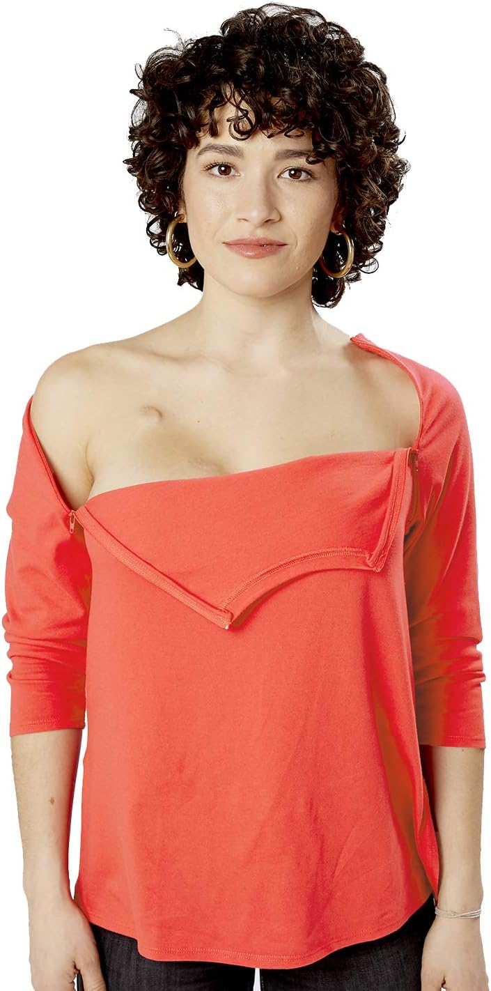 Care+WearWomen’s Long-Sleeve Chest Port Access Shirt – Women’s Long-Sleeve Shirt with Port Access for Central Line
