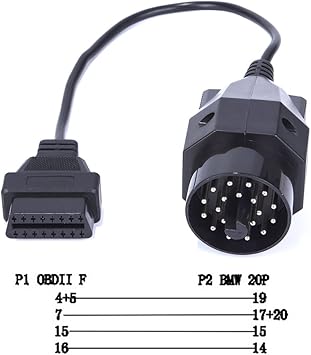 Hakkain Obd 2 Cable Round Adapter 20 To 16 Pin Auto Car Diagnostic