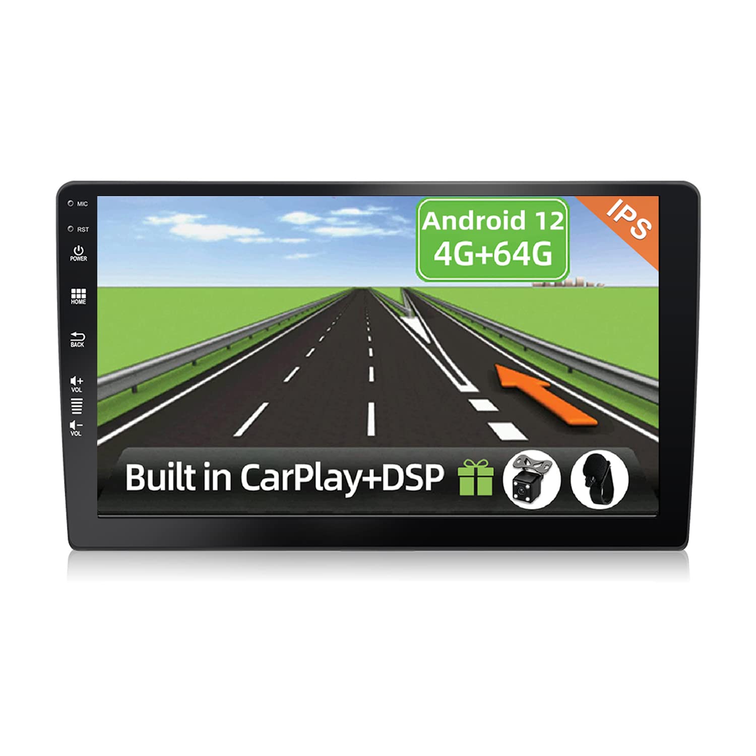 YUN TX [4GB+64GB] Android 14 Car Radio 2 DIN [Integrated Wireless CarPlay/Android Car/DSP/GPS]-IPS 2.5D 9 Inch Touchscreen Camera + MIC-DAB/Steering Wheel Control/360 Camera/MirrorLink/WiFi/USB