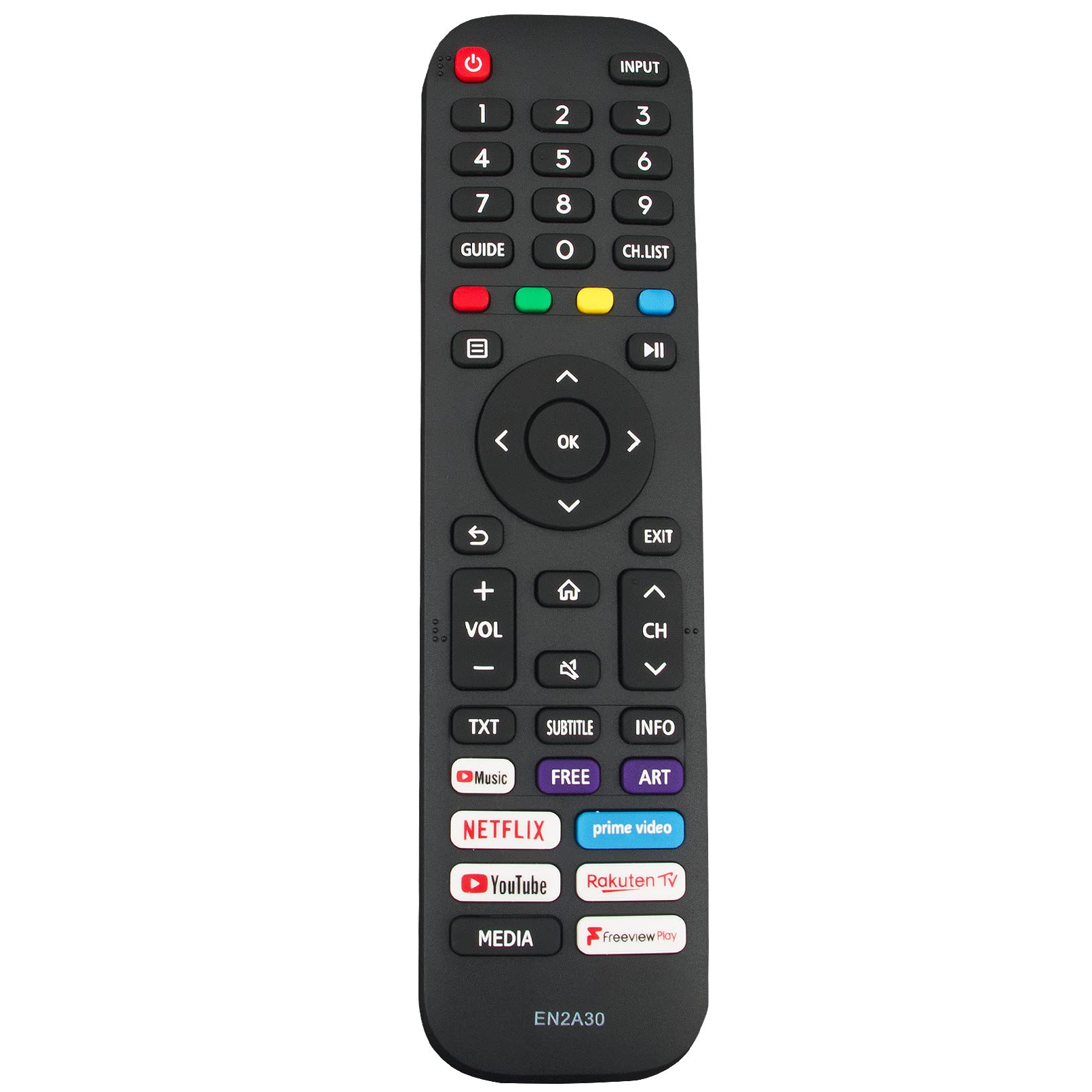 VINABTY EN2A30 Replacment Remote Compatible with Hisense 4K UHD HDR Smart TV 43A7100FTUK EN2G30H EN2Q30H EN2F30H EN2AG30H