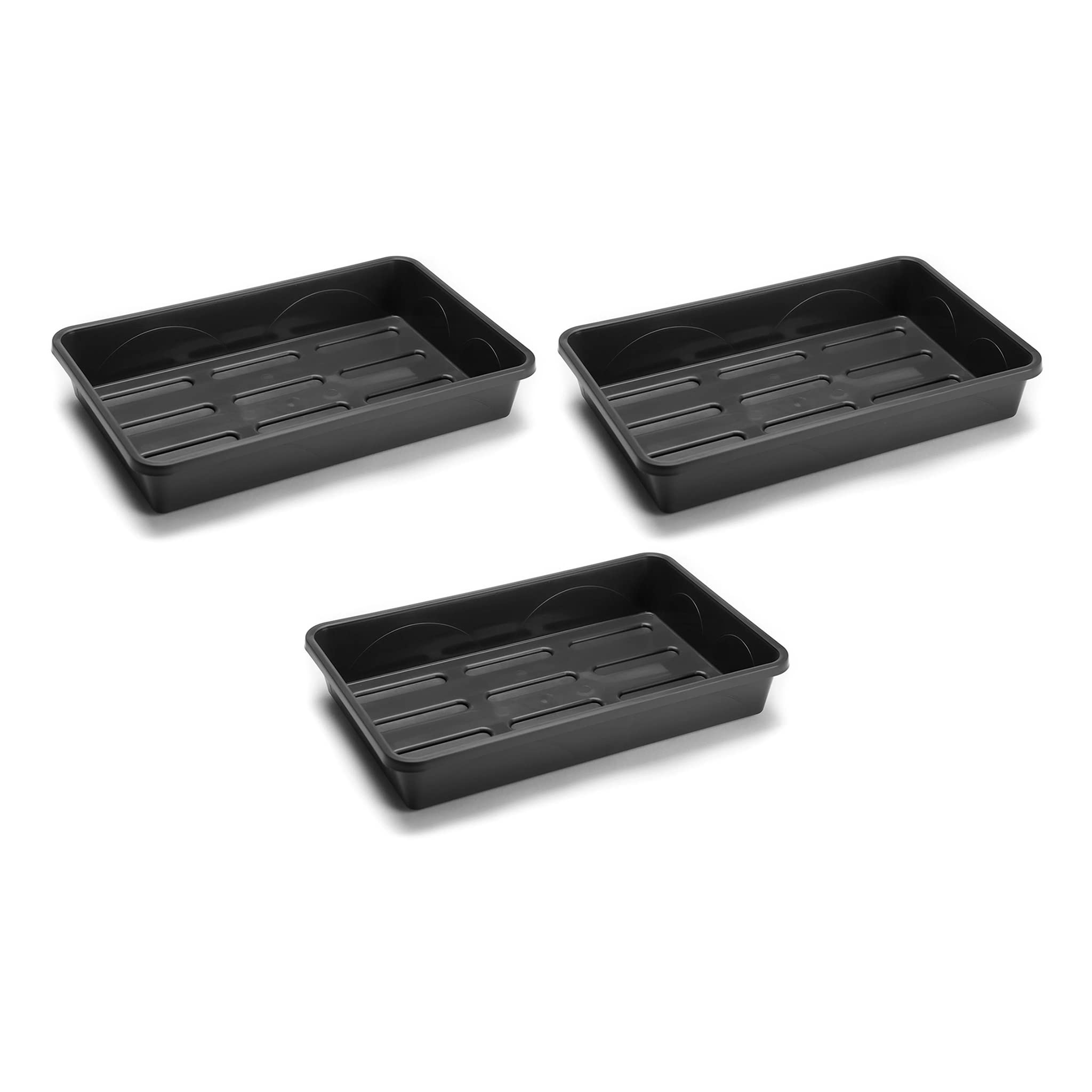 EarlyGrow MPL50041/A/S/3 Heavy Duty Medium Seed or Gravel Tray 38 x 24 x 6 Centimetres - Pack of 3 - Black