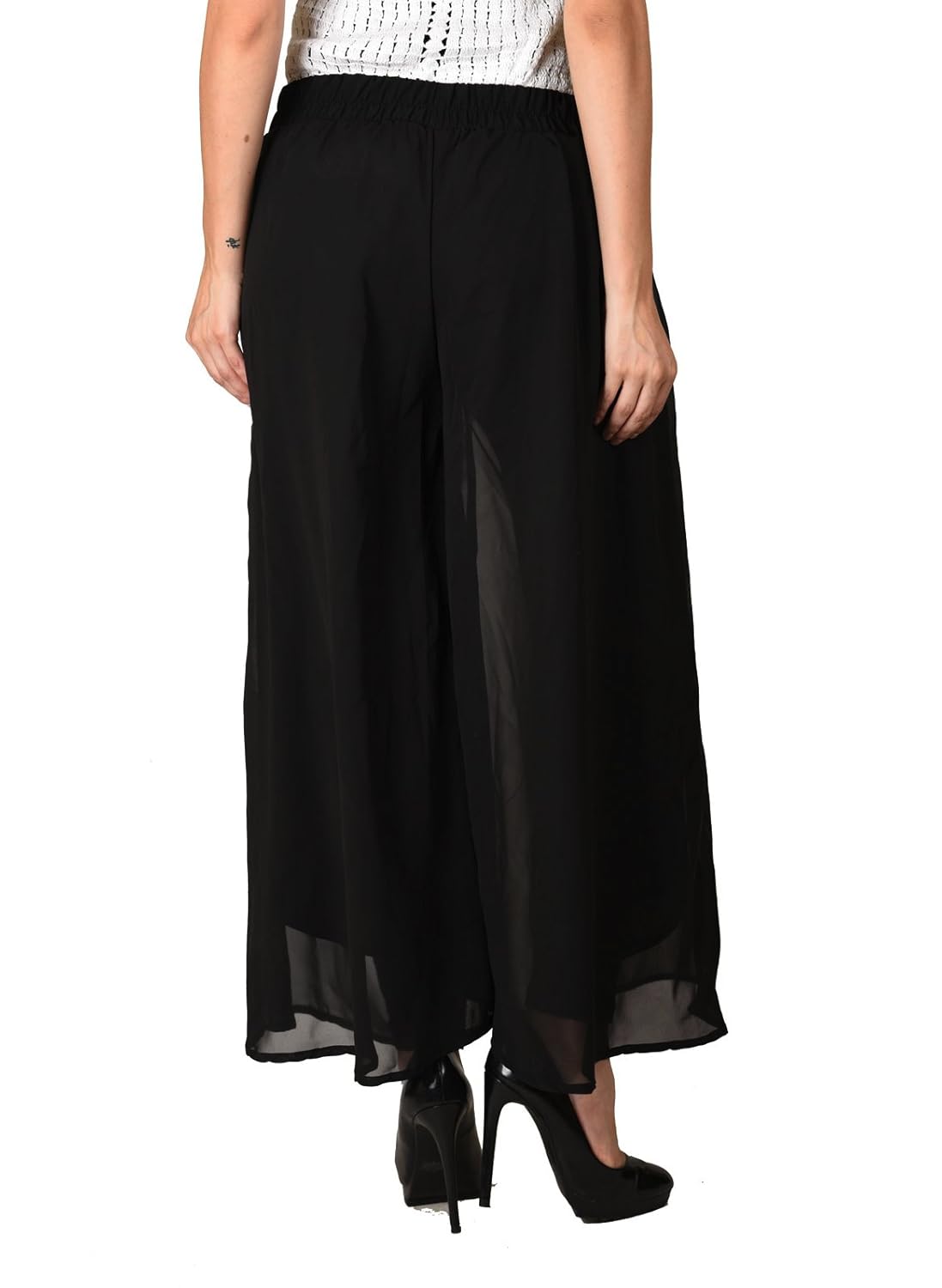 2day's women stylish solid black georgette plazzo