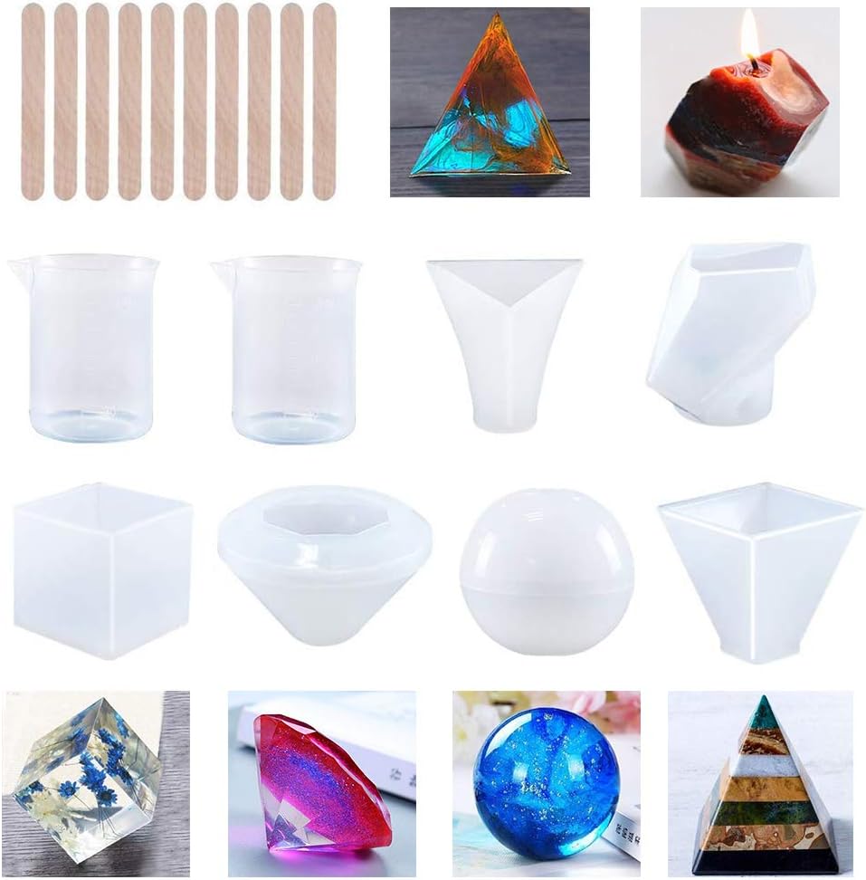 Youteo 18Pcs Resin Casting Molds Tools Set DIY Epoxy Resin Molds Includes 6 Pcs