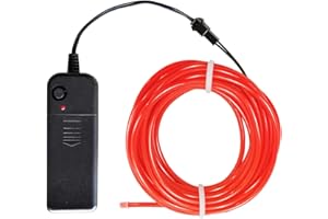 DOBESTYOU El Wire red,5m red neon Light Flash Electroluminescence, Used for DIY Design, Various Holiday Party Decoration (5M, 1pack-Red)