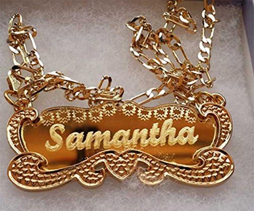Mertis Handmande Personalized Name Jewelry Necklace 18k Gold Plated-Custom Made Any Name (Background:Gold)