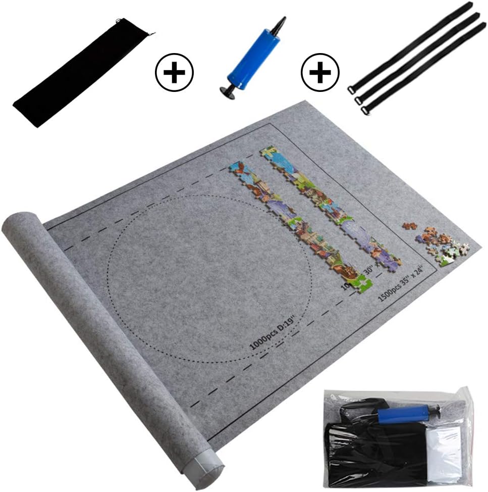 Puzzle Roll Jigsaw Storage Felt Mat, Jigsaw Puzzle Roll Mat Puzzle Store Mat Felt Mat For Up to 1500 Pieces Puzzles Travel Storage bag