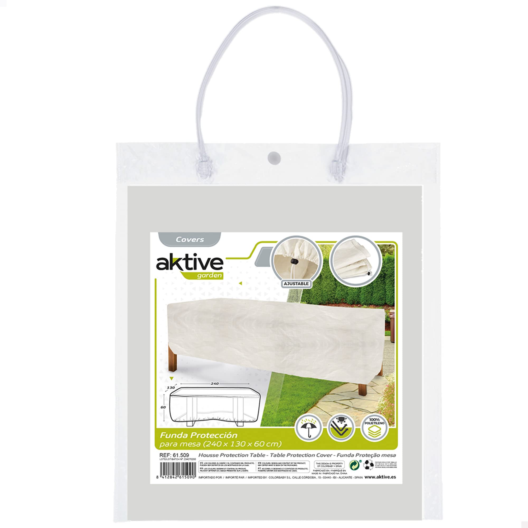 AKTIVE 61509 - Waterproof Garden Table Cover, 240 x 130 x 60 cm