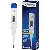 HealthWise 30-Second Rigid Tip Digital Thermometer | Oral, Rectal &amp; Underarm Use, Fever Indicator, Waterproof, Storage Case &amp; Probe Covers Included