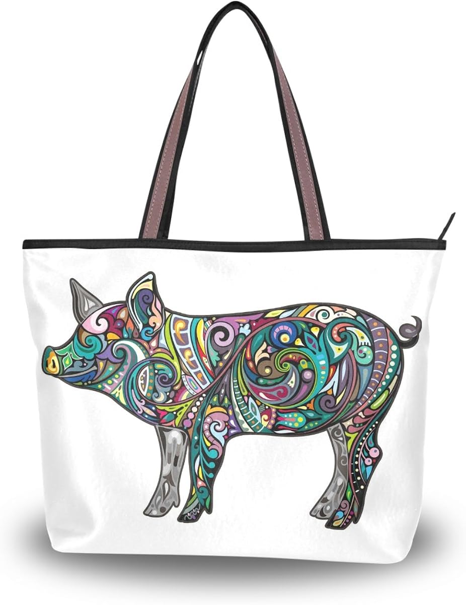 Women Large Tote Top Handle Shoulder Bags Peacock Patern Ladies Handbag