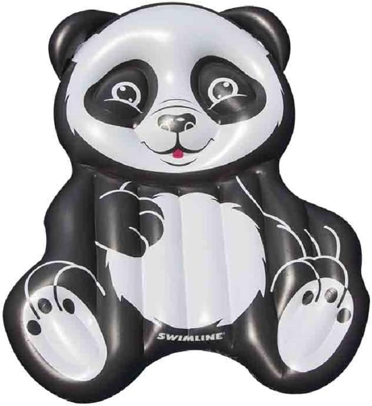 71" Black and White Inflatable Oversized Panda Swimming Pool Float