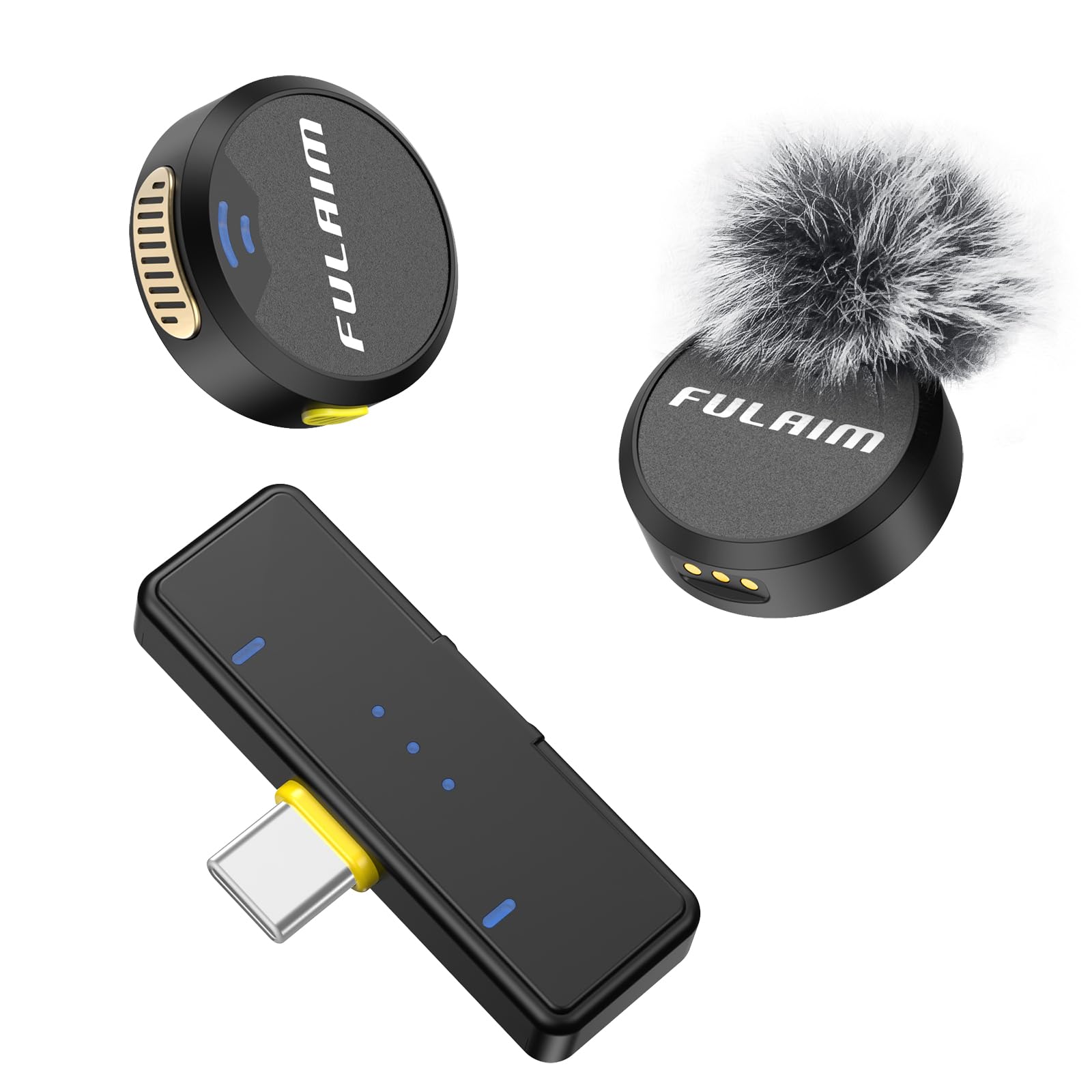 FULAIM X3 Wireless Lavalier Microphone for iPhone 15/Android, Noise Cancellation Wireless Microphone, USB C Mini Lapel Clip on Mic for Video Recording Podcast Vlog YouTube TikTok