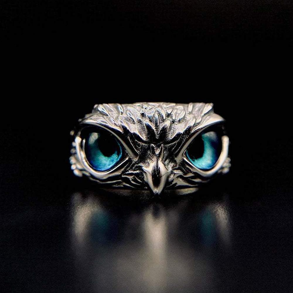 DYJKOUG Demon Silver Owl Eye Ring, Vintage Ring For Women Girl Lovers